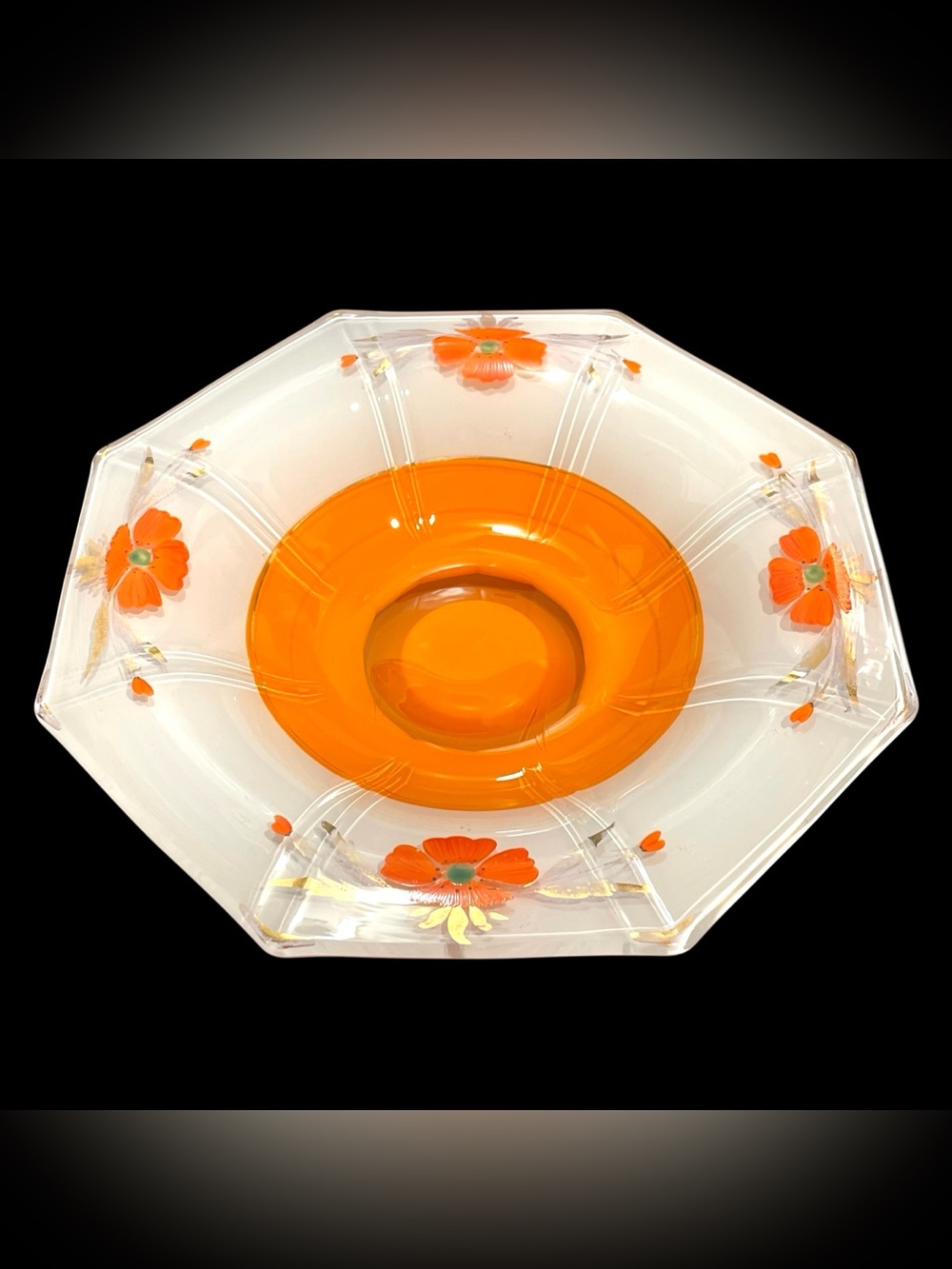 Vintage 1930s Indiana Glass Modern Classic Hexagon Pedestal Console Bowl Platter - Picture 11 of 15